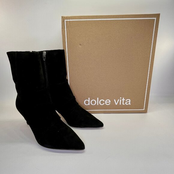 Dolce Vita Shoes - Dolce Vita Fernly Onyx Suede Boots Size 6.5 Black Mid Calf Zip Stiletto Heel